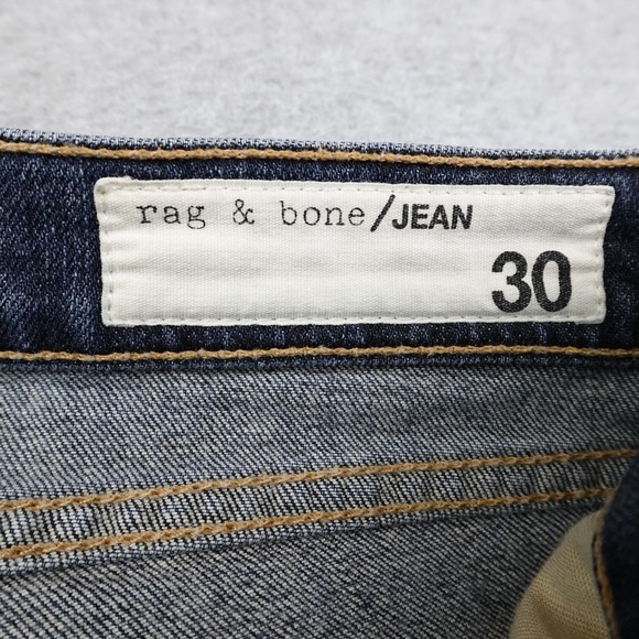 Rag Bone Dre Jeans Women's 30 (34x30) Blue Dark Wash Distressed Casual - Picture 3 of 12